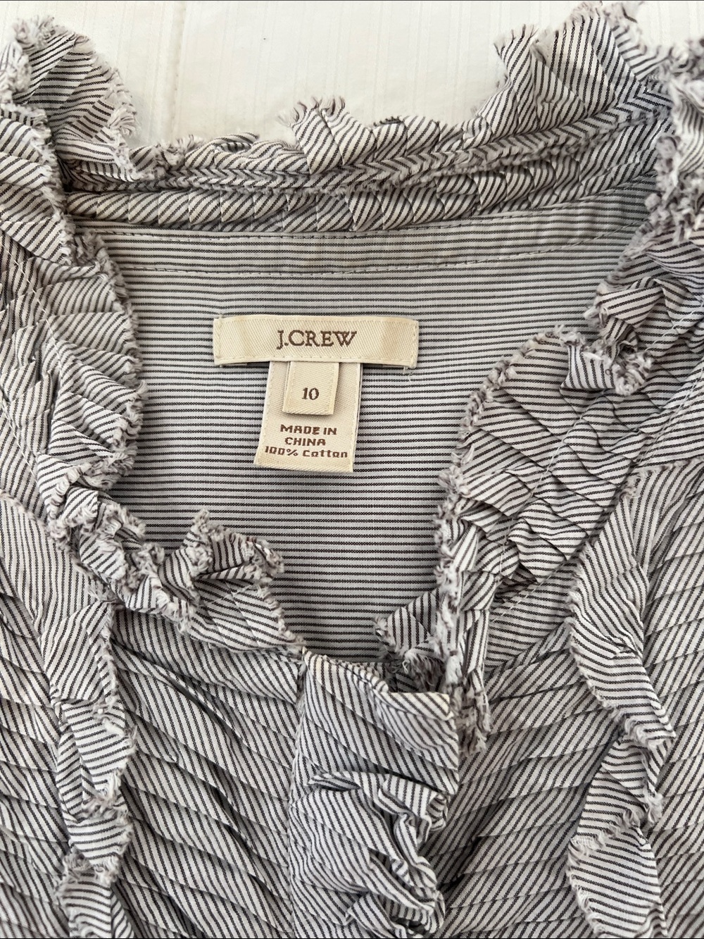 J. Crew Light Gray Ruffle Front Button-Down Shirt - Picture 2 of 7